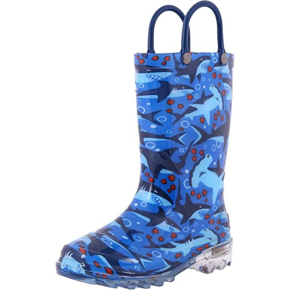 Western Chief Kid's Shark Chase Lighted Rain Boot